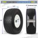 GICOOL 15x6.00-6 Flat Free Lawn Mower Tire and Wheel, 15x6-6nhs Riding Mowers Lawn Tire and Wheel with 3/4" Bearing, 3" Centered Hub, 2 Pack