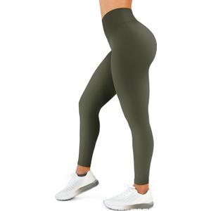 High Waisted Leggings for Women - No Front Seam Tummy Control Yoga Pants for Workout Running No See Through (Green, S)