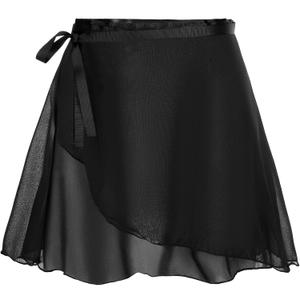 Womens Ballet Skirt with Adjustable Waistband Chiffon Dance Lightweight Tulle Ballet Wrap Skirt for Adults & Girls Perfect for Ballet Class Recitals & Gymnastics, Black (Black)