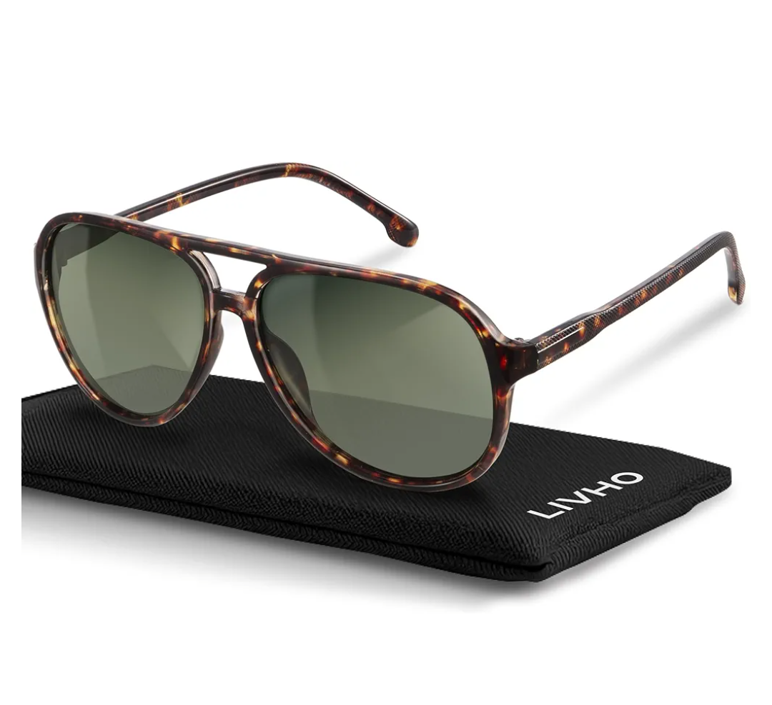 livho Trendy Polarized Aviator Sunglasses Women Men, Retro Sun Glasses for Women Men 2025, Oversized UV Protection Shades