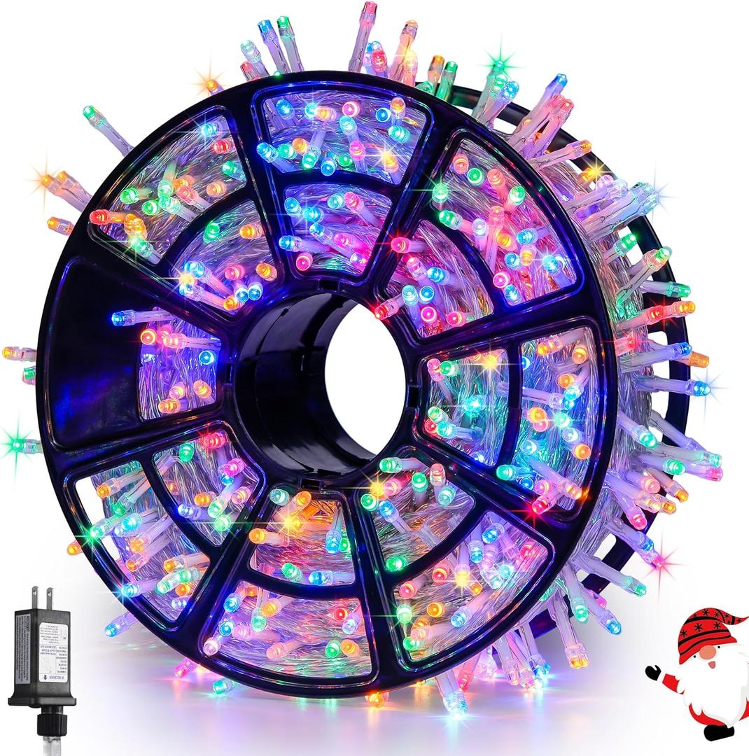 JMEXSUSS 168FT 600 LED Christmas Decor String Lights - 8 Modes Multicolor Christmas Lights Outdoor/Indoor Waterproof Plug-in Party Holiday Xmas Decorationsons