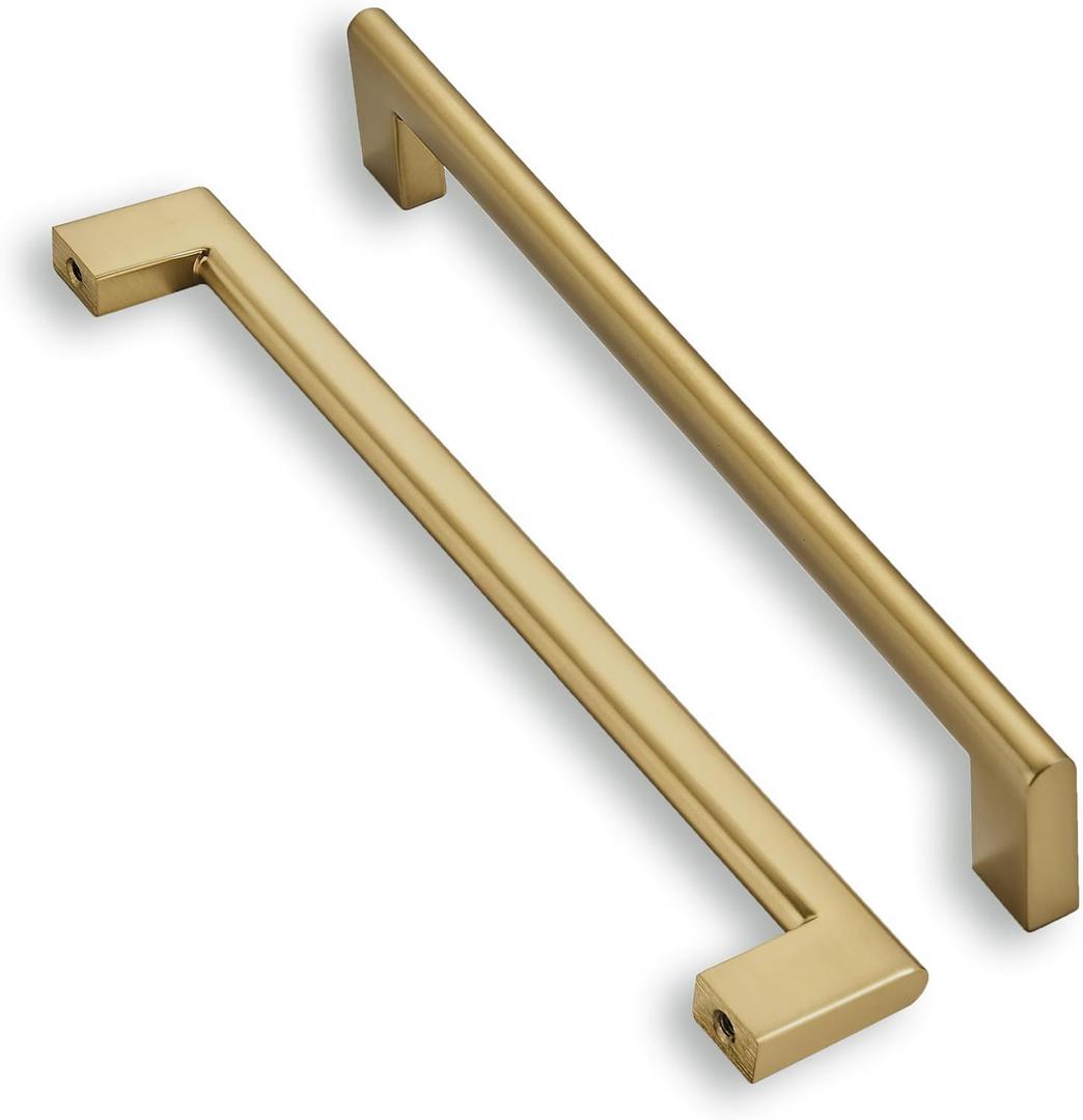 khtumeware 8 Inch Hole Center 6 Pack,Brushed Brass Cabinet Pulls Heavy Duty Solid Brushed Gold Kitchen Drawer Handle Antique Cabinet Hardware for Bathroom, Drawer, Cabinet