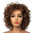 Wiginway Short Curly Synthetic Wigs Women Costume Wig Natural Looking, Auburn Mixed Wigs, 8 Inch (33T30 Medium Auburn and Dark Auburn Mixed)