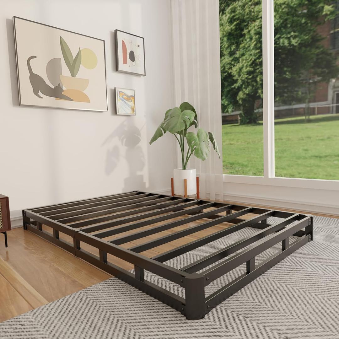 Twin Box Spring 4 Inch - Low Profile Box Spring Twin, Heavy Duty Mattress Foundation Metal Bed Base with Fabric Cover, Noise Free, Easy Assembly, Non-Slip, 2500lbs Max