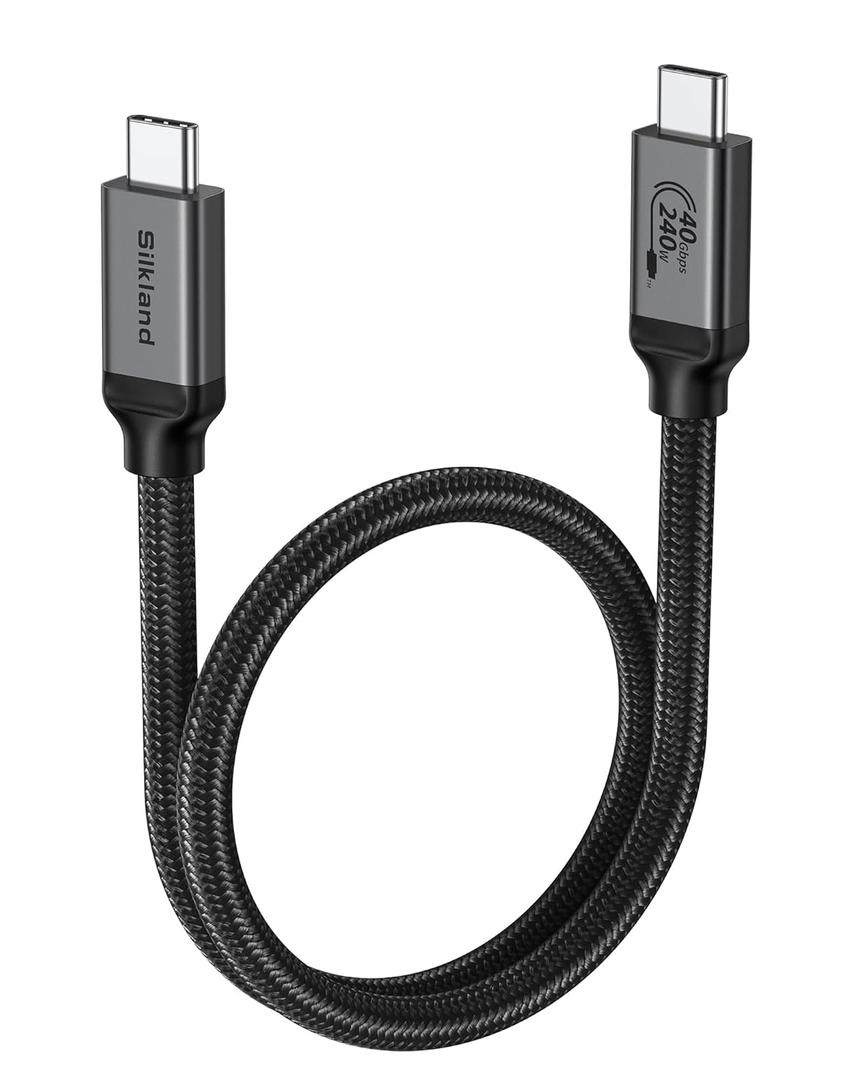 Silkland USB4 for Thunderbolt 4 Cable 1.6FT, 40Gbps Data Transfer, 240W, 8K@60Hz, Short Thunderbolt Cable 0.5M, USB C Data Cable Compatible with Thunderbolt 3, SSD, Hub, Dock, iPhone 17,MacBook, eGPU