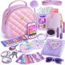 Little Girl Purse Accessories, My First Purse Set - Play Makeup Princess Plush Diary Unicorn Eye Mask Wallet Phone Pretend Credit Cards Kids Pretend Play Christmas Toy Gift for Girl Age 3+