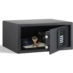 Hotel Safe 1.1 Cubic Feet Home Safe with Digital Keypad,Hotel & Home Dual-Use Safe with Audit Function,Administrator Password,Security Lock Box for Laptop,Jewelry,Watch (Black,Digital Code)