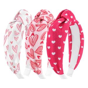 YanJie Headbands for Women Knotted Headband Love Heart Pink Hair Accessories for Girls Wide Red Hairband Non Slip Wide Hair Hoop Gifts