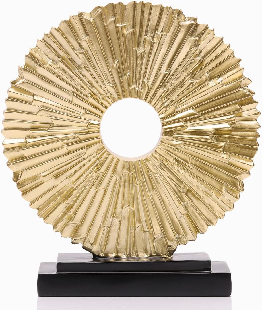 DOVDOV Gold Home Decor Sculpture, Unique Round line Statue, Modern Home Decor, Decorative Panel Statue Gold Decoration for Living Room TV Stand, Office, Bedroom, Dining Table Centerpiece.