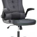 BestOffice PC Gaming Chair Ergonomic Office Chair Desk Chair with Lumbar Support Flip Up Arms Headrest PU Leather Executive High Back Computer Chair for Adults Women Men (Grey)