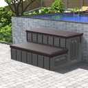 Hot Tub Steps, Outdoor Spa Steps with Storage, Non-Slip & Sturdy Hot Tub Stairs, 36 Inches Long, Coffee&Gray