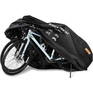 Bike Cover for 2 or 3 Bikes Outdoor Waterproof, 300D Oxford Heavy Duty Bicycle Cover Rain Dust UV Wind Proof Bike Tarp with Reflective Strips Storage Bag for Mountain Road Electric Bike