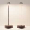 2Pack Cordless LED Table LampRechargeable Battery Desk Lamps, 3 Color Stepless Dimmable Metal Battery Table Lamps, Portable Waterproof Table Light for Indoor/Outdoor/Restaurant