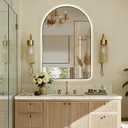 Niccy Arched LED Lighted Bathroom Mirror, 36x24 Inch Backlit Vanity Mirror with Lights Brushed Black Framed Wall Mounted Mirrors with Dimmable 3 Color Shatterproof Arch Smart Fog Free Mirror