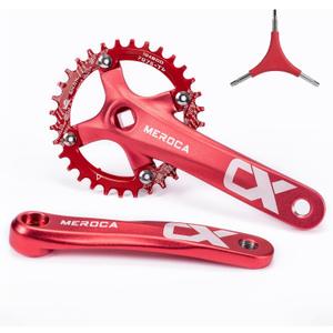 Cyclon Single Speed Square Taper Crankset, 170mm Mountain Bike Crankset with 104BCD 32T/34T/36T/38T/40T/42T Narrow Wide Tooth Round Black Chainring, Replacement for Bicycle Crank Arm Set MTB Crankset (Red) Cyclon Single Speed Square Taper Crankset, 170mm Mountain Bike Crankset with 104BCD 32T/34T/36T/38T/40T/42T Narrow Wide Tooth Round Black Chainring, Replacement for Bicycle Crank Arm Set MTB Crankset (Red)