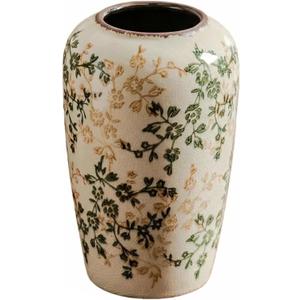 8.66" Handcrafted Ceramic Vase, Ceramic Floral Vase, Ceramic Vase for Flowers, Home Decor for Living Room, Bookshelf, Table, and Kitchen (Green Beige)