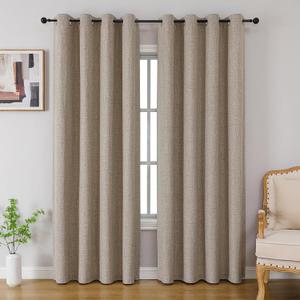 CUCRAF 100% Blackout Curtains 84 inches Length 2 Panels Set, Room Darkening Linen Textured Curtain Grommet for Bedroom Living Room, Light Blocking Thermal Insulated Drapes (52 x 84 Inch,Linen)