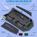 PS5/Slim/Pro Cooling Station for Playstation 5 Console Disc/Digital Edition - PS5 Slim Pro Cooling Stand with Controller Charging Station Accessories-Cooler Fan/Headset Holder/3 USB Hub, Black