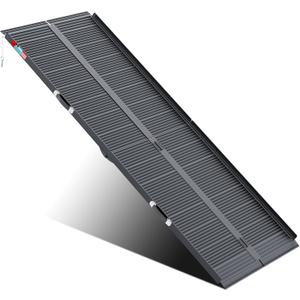 WHALEMOTOR Black Portable Wheelchair Ramp, 8FT No-sew Non-Slip Aluminum Wheelchair Ramp, Folding Portable Wheelchair Ramps for Home, Weight Capacity Up to 800 LBS, Loading Dock Plates