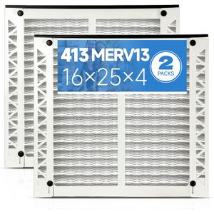 16x25x4 Air Filter 413 MERV 13 (2-Pack) Compatible with Aprilaire Air Purifiers Model 1410, 1610, 2410, 2416, 3410, 4400, 2140, Pleated HVAC AC Furnace Filter Replacement