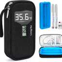 Insulin Cooler Travel Case, TSA Approved Refrigerated Medicine Travel Bag with Protective Ice Brick, Temperature Display Diabetic Medication Cooling Bag for Pen & Vials (Black)
