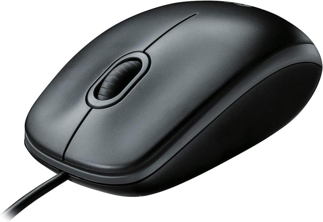 Logitech B100 Corded Mouse, Wired USB Mouse for Computers and Laptops, Right or Left Hand Use - Black (1 Count (Pack of 1))