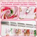 Frienda Pink Christmas Shower Curtain Set 71x72 Inch Cute Gingerbread Man Candy Cane Xmas Tree Snowflake Bathroom Shower Curtain with Hooks Winter Waterproof Merry Christmas Fabric Bath Decorations