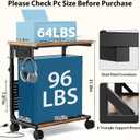 Adjustable Computer Tower Stand with Charging Station & Pegboard,Brown