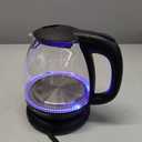 Elite Gourmet EKT1001 Electric 1.0L BPA-Free 1100W Glass Kettle Cordless 360 Base, Stylish Blue LED Interior, Handy Auto Shut-Off Function  Quickly Boil Water For Tea & More, Black