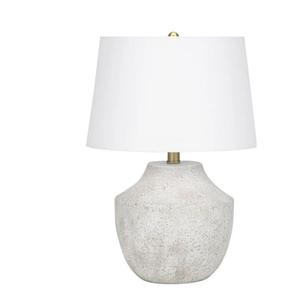 Monarch 20" Concrete Stone Table Lamp with Tapered Shade in Cream and Beige