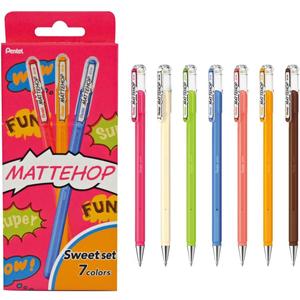 Pentel Matte Hop Sweet Color Ballpoint Pen, 7 Colors, K110-V7STB