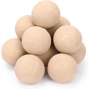Uniflasy Ceramic Fireball, 4 Inch Beige Round Fire Stones for Indoor & Outdoor Fire Pits or Gas Fireplaces, Reusable Decorative Landscaping, 12 Pcs