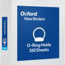 Oxford Ring Binders, 1.5" Round Ring Binders, View Binder, Covers on 3 Sides, XtraLife Hinge, Non-Stick, PVC-Free, White, 350 Sheet Capacity (1002547)