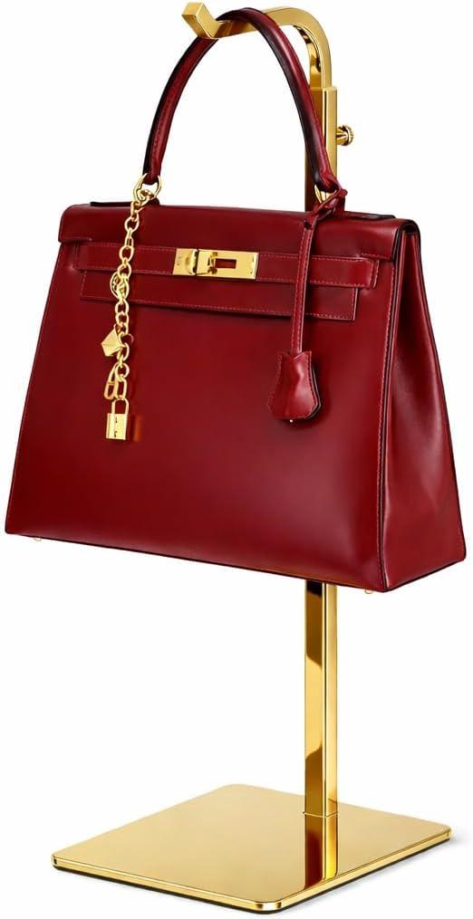 pickpiff Shiny Gold Purse Display Stand, Adjustable Handbag Holder for Closet, Desk, or Retail Display (1 Pack)
