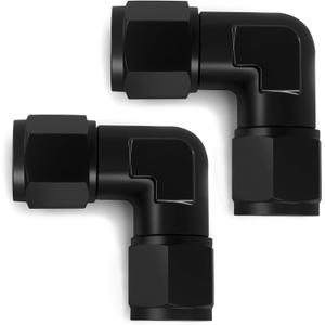 10AN Female to 10AN Female 90 Degree Swivel Coupler Fitting Adapter 7/8-14UNF Thread Aluminium Black 2PCS
