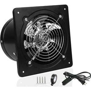 4 inch Exhaust Fan Metal Iron Ventilation Extractor, Silence with Anti-backflow Check Valve Window and Wall Mount Vent Fans for Home Office Kitchen Bathroom Grow Tent Garage (Black)