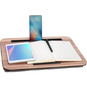 Portable Laptop Desk Fits Up to 16 Laptops, with Tablet Slot, Built-in Cushion, Great for Home & Office,Lap Desk for Laptop,Lap Desk with Cushion (Warm Brown, Medium)