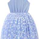 Baby Girls Tutu Dress Flutter Sleeve Toddler Sleeveless Princess Tulle Sundress Toddler Girls Vintage Party Dress (Blue)