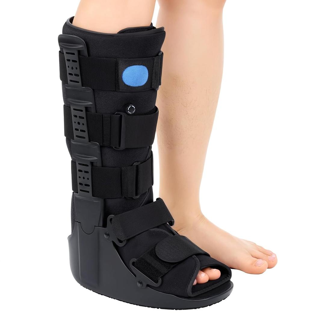 Tall Inflatable Walking Boot, Air Cam Walker Fracture Boot Orthopaedic boot for Sprained Ankle, Air Walker Brace for Broken Foot Achilles Tendon Injury Black (Small)
