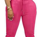 HBQ Women 2 Piece Outfits Sweatsuit Set Casual Lapel Zip Up Jacket Wide Leg Pant Lounge Set Tracksuit (Pink, S)
