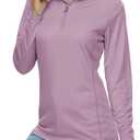 MAGCOMSEN Women's Shirts Long Sleeve 1/4 Zip UPF50+ UV Sun Protection Quick Dry Workout Hiking Athletic Shirts Rash Guard (Grey Purple, Small)