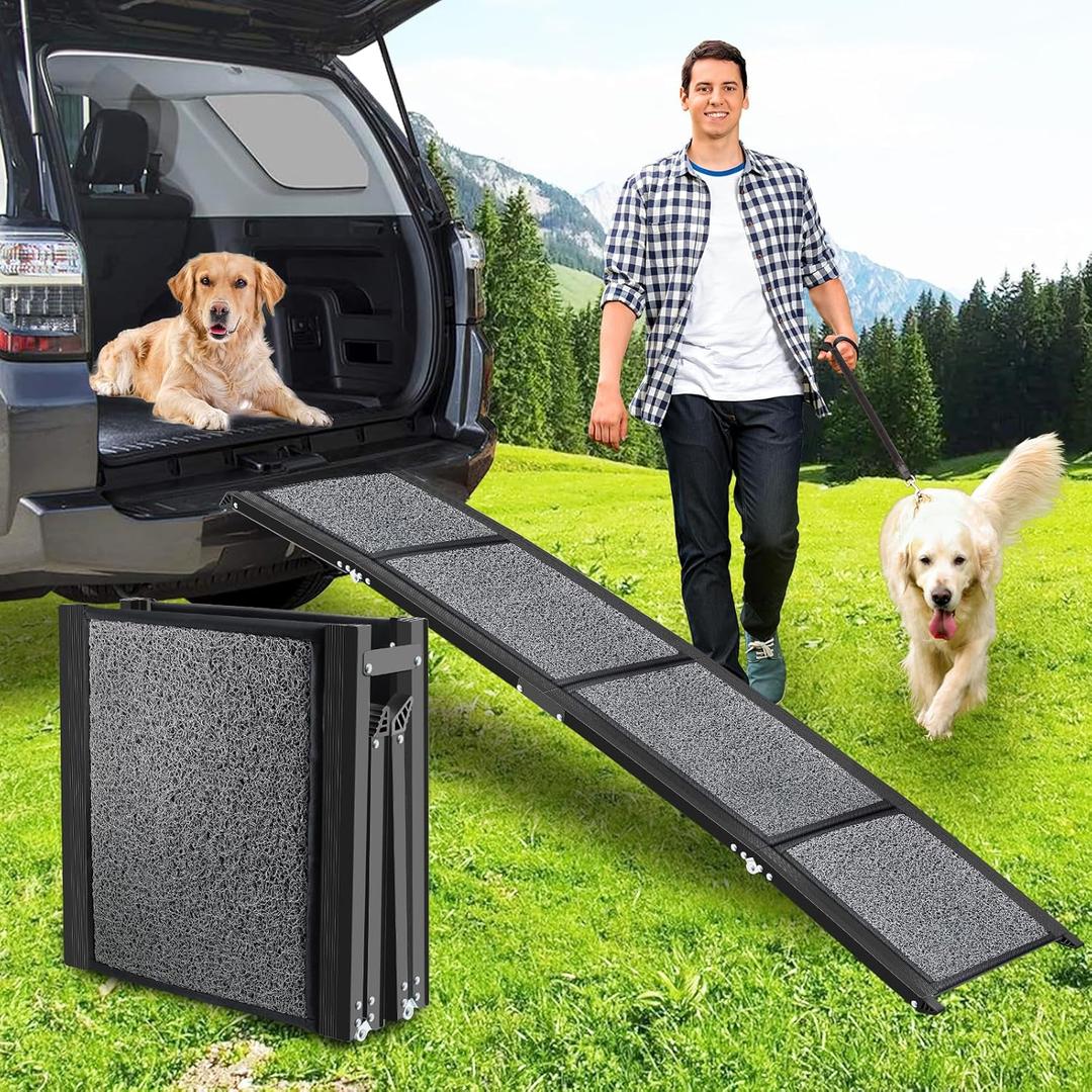 Dog Ramp for SUV,67''17'' Large Dog Car Ramp Pet Steps with Non-Slip Surface for Easy Car & SUV & Small Truck, Portable Folding Pet Stair Ramp for Medium & Large & Old Dogs - Up to 250LBS