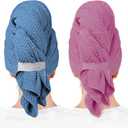 YHPDYL 2-Pack Women's Microfiber Hair Towel Wrap - 50% Faster Dry, Ultra-Absorbent & Anti-Frizz. Ideal for Long/Curly Hair. 27.5x39.4 Oversized, Lightweight for Travel, Gym, Spa & Home