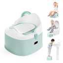 3-in-1 Toddler Potty Training Toilet & Detachable Training Seat & Sturdy Step Stool, Larger Potty Chair for Boy & Girl with Comfortable Backrest, Armrests, Splash Guard (Green)