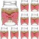 9 Sets 13 Pcs Picnic Party Centerpieces for Table Mason Jar Table Centerpieces with Red and White Gingham Ribbon Burlap for Picnic Pizza Farmhouse Wedding Birthday Party BBQ Baby Shower Decor