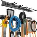Garage Tool Organizer Wall Mount, 49.5 Inch Garage Organization and Storage Heavy Duty with 3 Packs Rails and 6 Adjustable Hooks, Garden Yard Tool Hanger Rack for Shovel, Max Load 600lbs