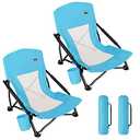 TOBTOS Low Beach Chair, Beach Chairs for Adults 1 Pack, Low Profile Folding with Cup Holder & Carry Bag, Heavy Duty Chair for Outdoor Sand, Camping, Concert, Travel