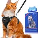 Halypet Cat Harness and Leash Set [ MAX Safety Third Generation ] Escape Proof Soft Adjustable Cat Leash Breathable Comfortable Vest Easy to Wear Kitten Harness for Outdoor Walking Black (Medium (13-18lb))