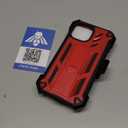 FNTCASE for iPhone 15 Phone Case: for iPhone 14 & 13 & 16e Case Military Shockproof Protective Rugged Cell Phone Cover with Kickstand & Belt-Clip Holster, Heavy Duty Hard Cases 5G - 6.1 Inch Red
