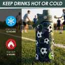 Soccer Water Bottle 32oz Stainless Steel, Travel Tumbler Vacuum Chug Lid Aesthetic Sport for Boys Men Friends Dad Brothers, Gifts for Fathers Day Birthday Christmas